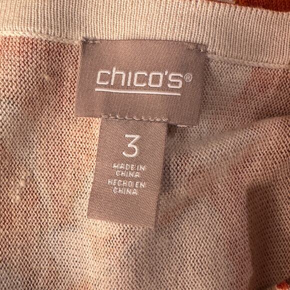 Chico's SZ 3 (X-Large) Tunic Sweater Floral 3/4 Dolman Sleeve Boat Neck Pullover - Picture 7 of 10